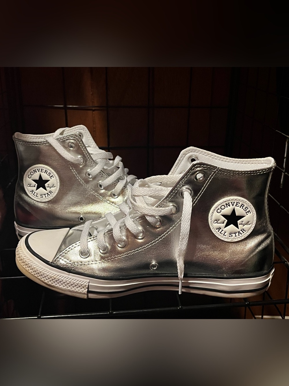 Converse Metallic Silver High Top Sneakers